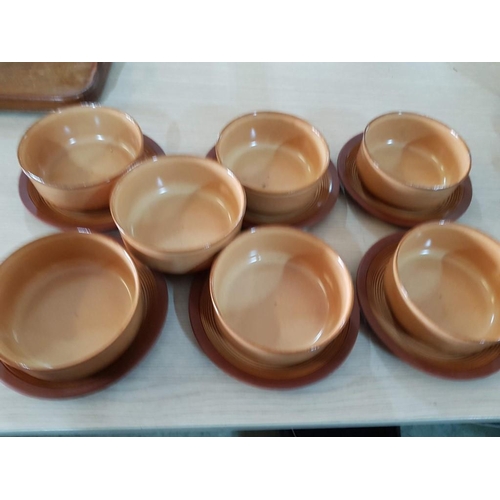 444 - Set of 6 x Pottery Soup Bowls with 6 x Matching Plates Kiln #Craft Tableware Staffordshire Pottery (... 