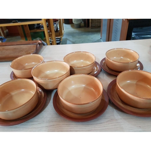 444 - Set of 6 x Pottery Soup Bowls with 6 x Matching Plates Kiln #Craft Tableware Staffordshire Pottery (... 