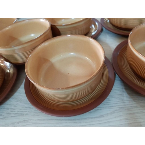 444 - Set of 6 x Pottery Soup Bowls with 6 x Matching Plates Kiln #Craft Tableware Staffordshire Pottery (... 