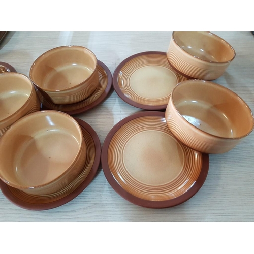 444 - Set of 6 x Pottery Soup Bowls with 6 x Matching Plates Kiln #Craft Tableware Staffordshire Pottery (... 