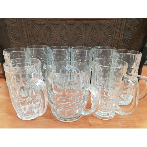 446 - Glass Beer Mugs (x9)