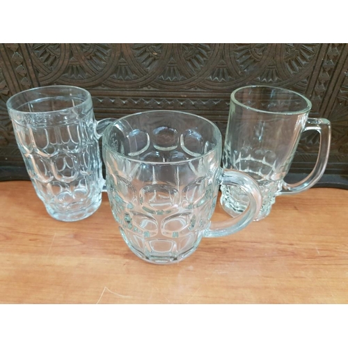 446 - Glass Beer Mugs (x9)