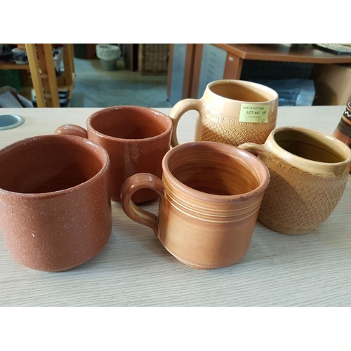 447 - Collection of Terracotta Country Style Jumbo Mugs (x7)