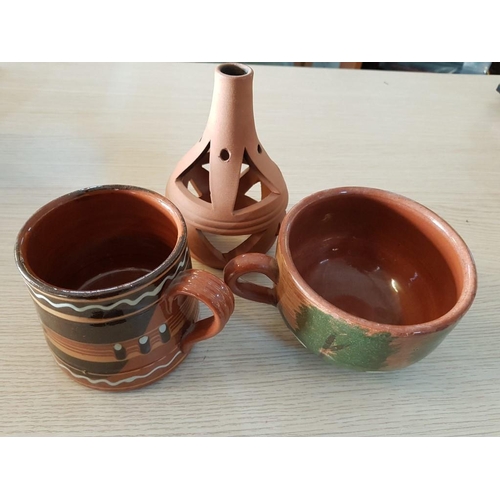 447 - Collection of Terracotta Country Style Jumbo Mugs (x7)