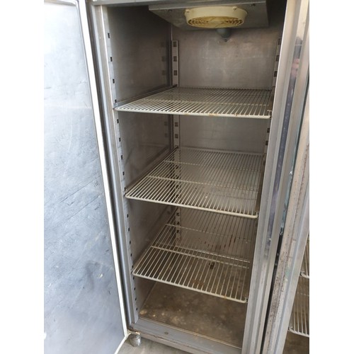 596 - Coreco Stainless Steel Cabinet Fridge with 3 - Internal Shelves (70cm x 83cm x 200) *Working when Lo... 