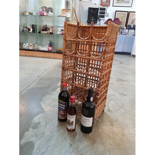 387 - Wicker Wine Rack (70cm x 33cm x 23cm for 18 x Bottles and Some Drinks)