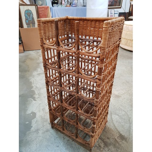 387 - Wicker Wine Rack (70cm x 33cm x 23cm for 18 x Bottles and Some Drinks)