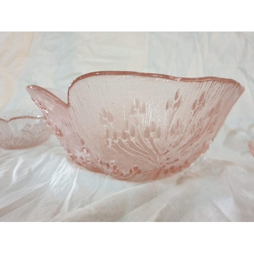 101 - Decorative Pink Glass Set; Cabbage Leaf / Vintage Style with Ø23cm Serving Bowl and 5 x Ø13cm Desser... 