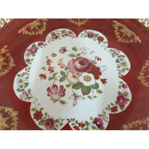 103 - Decorative Schumann (Bavaria) Serving Plate with Red Border Floral & Gold Decoration Twin Handles, 3... 