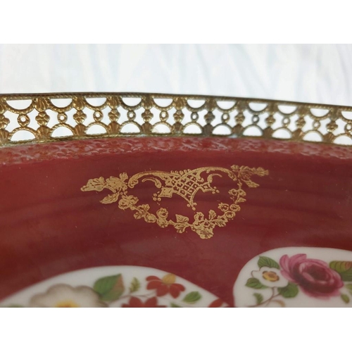 103 - Decorative Schumann (Bavaria) Serving Plate with Red Border Floral & Gold Decoration Twin Handles, 3... 