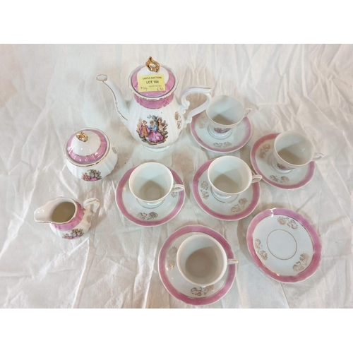 104 - Decorative Tea Set with Victorian Couple, Pink Band of Colour and Gold Trim (Made in Japan) Tea Pot,... 