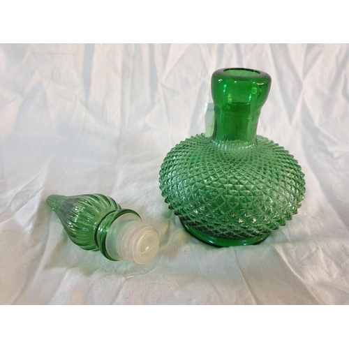 115 - Decorative Green Glass Perfume Bottle / Mini Decanter (Made in Italy) (20cm)