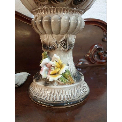 531 - 2 x Large Capodimonte Pieces; H:71cm Elaborate Jug with Handle and Floral Decoration (Damaged Spout)... 