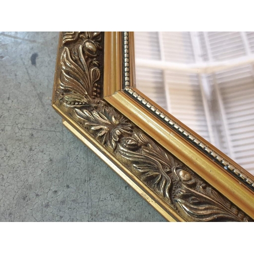 581 - Octagonal Shaped Wall Mirror with Gold Colour Decorative Wood Frame (61cm x 49cm Overall)