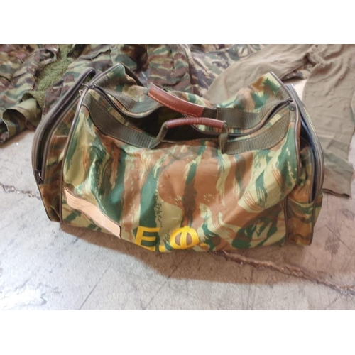 585 - Camoflage Bag & Jacket (L), Tent / Canopy and 2 x Pairs of Green Under Trousers (5)