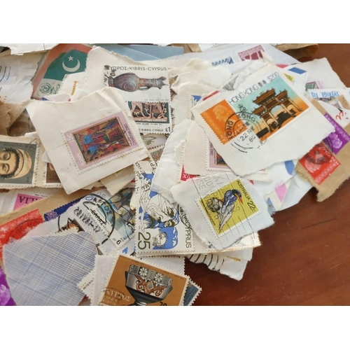 86 - Tin with Qty of Assorted World Postage Stamps inc Many Cyprus / Cypriot