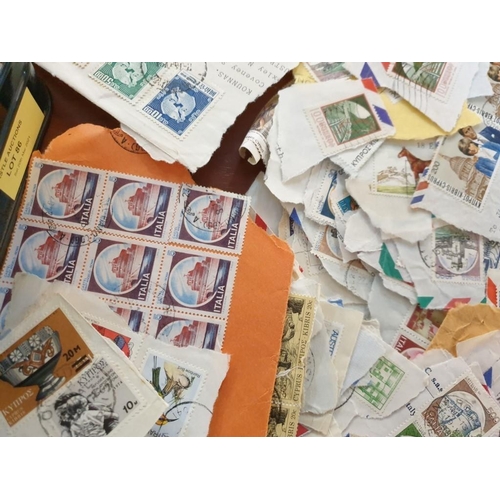 86 - Tin with Qty of Assorted World Postage Stamps inc Many Cyprus / Cypriot