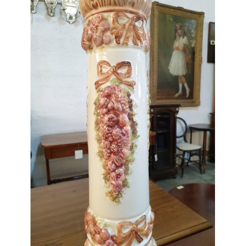 89 - Porcelain Jardiniere Stand / Pedestal (Column) with Floral Decoration, Made by 