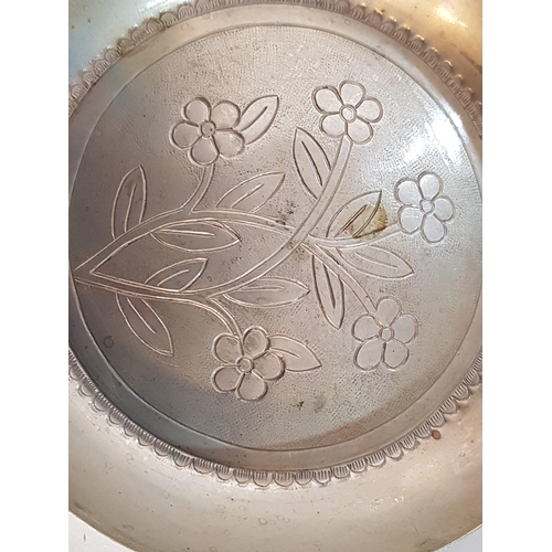 716 - Silver (.800) Bowl / Saucer (Ø 9.5cm) Total Weight 51.5gr with Floral Pattern