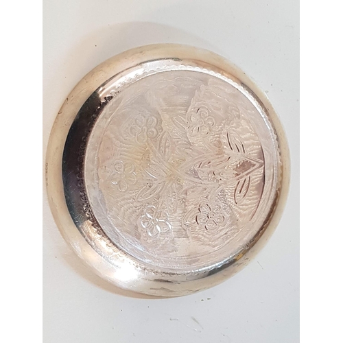 716 - Silver (.800) Bowl / Saucer (Ø 9.5cm) Total Weight 51.5gr with Floral Pattern