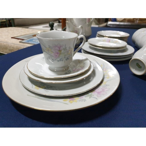 108 - Porcelain Tea Set with Floral Pattern (Tea Pot, Milk Jug, Sugar Bowl, Various of Cups, Saucers & Pla... 