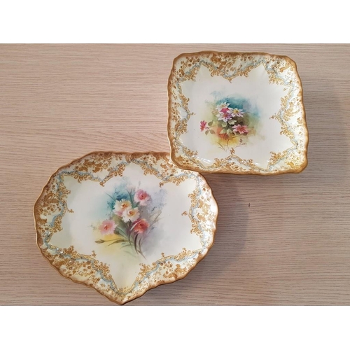 157 - Antique Doulton Burslem Porcelain Dishes (Square on Legs 21cm x 21cm and Heard 26.5cm x 21.5cm RD No... 