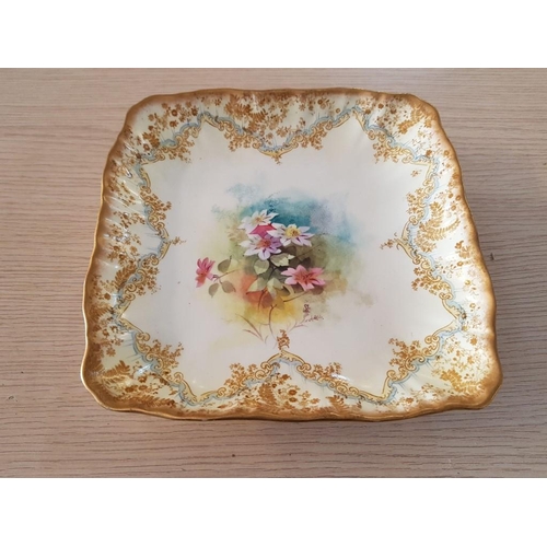 157 - Antique Doulton Burslem Porcelain Dishes (Square on Legs 21cm x 21cm and Heard 26.5cm x 21.5cm RD No... 