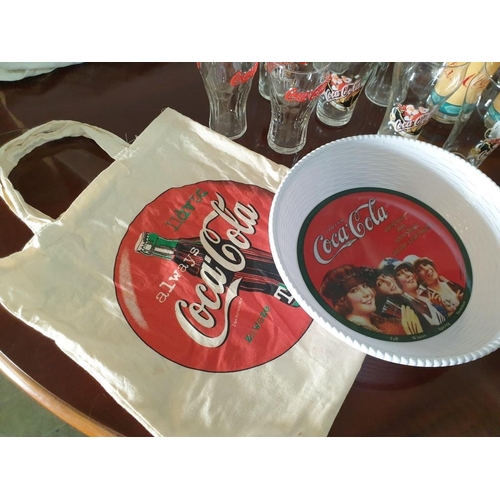 532 - Collection of Coca Cola Glasses, Bag & Tray