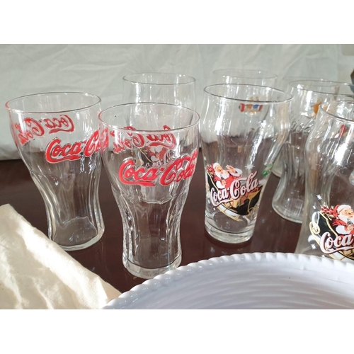 532 - Collection of Coca Cola Glasses, Bag & Tray