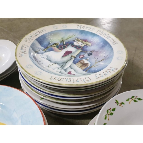 546 - Large Qty of Assorted Plates and Bowls inc 6 x Happy Easter Plates, Various of Christmas Plates etc