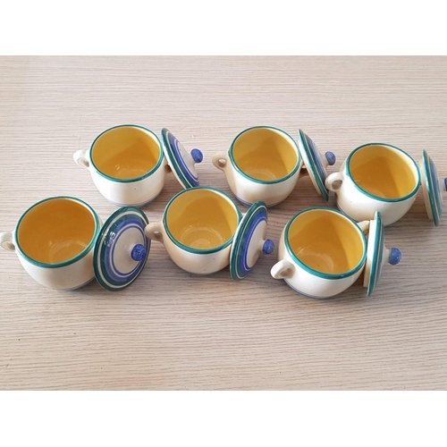 653 - Set of 6 x Vintage Style Small Ceramic Dishes with lid (Ø7.5cm x H:7cm) (A/F)