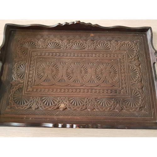 658 - Large Wooden Sculpted Tray (34.5cm x 52.5cm)