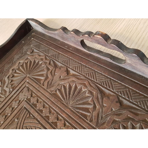 658 - Large Wooden Sculpted Tray (34.5cm x 52.5cm)