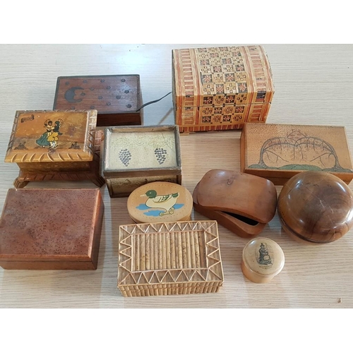 663 - Collection of Trinket Boxes, Small Decorative Wooden Boxes, Small Jewellery Boxes (x11)