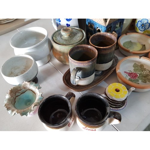 421 - Large Collection of Terracotta and Ceramic Items inc Mugs, Vases Candle Holders etc