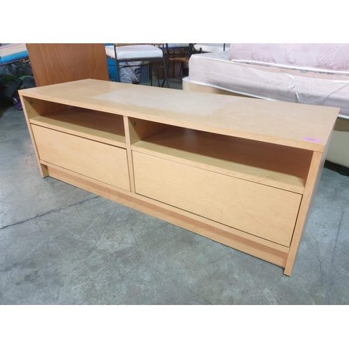 719 - Light Wood TV Unit with 2 - Open Shelves and 2 - Drawers (120cm x 39cmx 43cm)