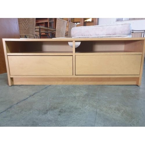 719 - Light Wood TV Unit with 2 - Open Shelves and 2 - Drawers (120cm x 39cmx 43cm)