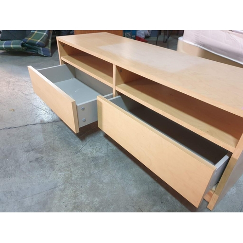 719 - Light Wood TV Unit with 2 - Open Shelves and 2 - Drawers (120cm x 39cmx 43cm)