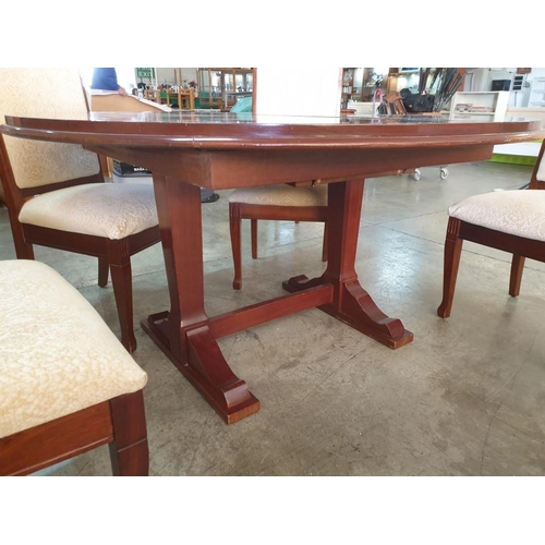 722 - African Made Solid Umbuia Wood Extending Dinning Table with 4 x Matching Upholstered Chairs (Ø140cm ... 