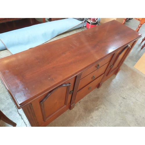 723 - Large Dark Wood Finish Sideboard Unit with 2 x Cupboards & 3 x Drawers (161cm x 46cm x 78cm)