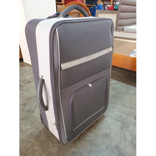 726 - Blue and Grey Semi - Hard Case Suitcase on 2 x Wheels with Extending Handle