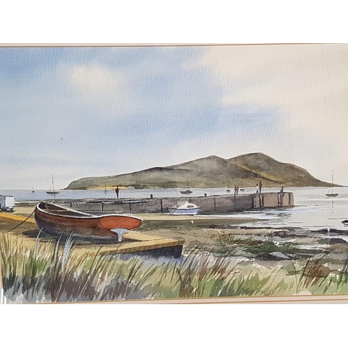 733 - Original Watercolour Depicting a Boating Moor, Signed & Framed