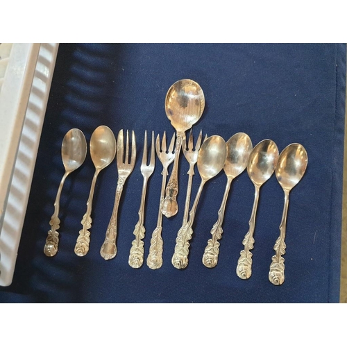 549 - Large Qty of Kitchen Utensils, Cutlery, Baking Items, Some Silver Plated Spoons & Forks, Draining Ra... 