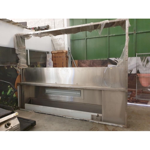 559 - Large Custom Built Stainless Extractor Canopy / Hood with Lighting (337cm x 248cm x 40cm)