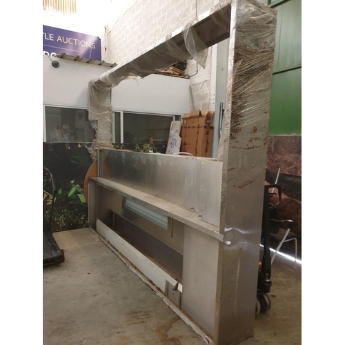 559 - Large Custom Built Stainless Extractor Canopy / Hood with Lighting (337cm x 248cm x 40cm)