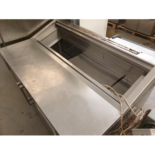 560 - Stainless Steel Chiller Counter with Salad Preparation Top and 2 - Door Fridge Below with External C... 