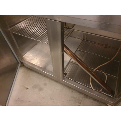 560 - Stainless Steel Chiller Counter with Salad Preparation Top and 2 - Door Fridge Below with External C... 