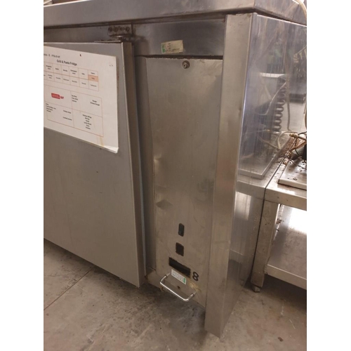 560 - Stainless Steel Chiller Counter with Salad Preparation Top and 2 - Door Fridge Below with External C... 