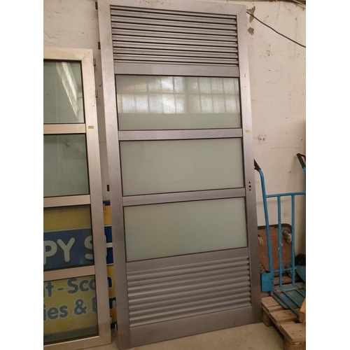 561 - Aluminium Door with 5 - Section (3 - Glazed / 2 - Louvred) (114cm x 253cm)