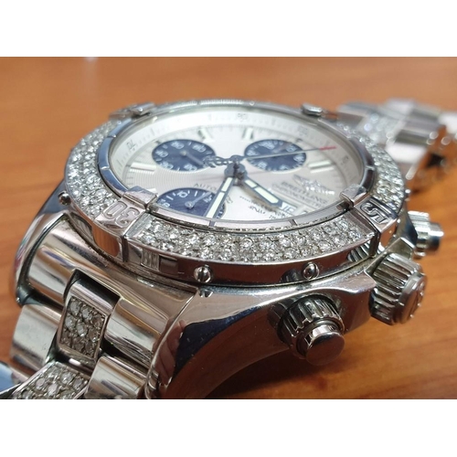 170A - Breitling Superocean Chronograph Watch (Model A13340, Apr 2003) with Diamond Bezel, Automatic Moveme... 